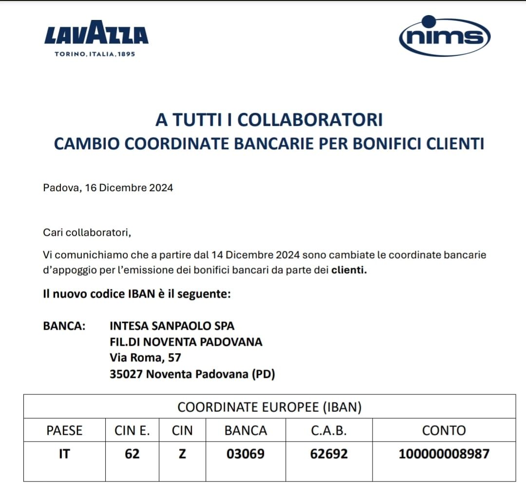 Bonifico clienti